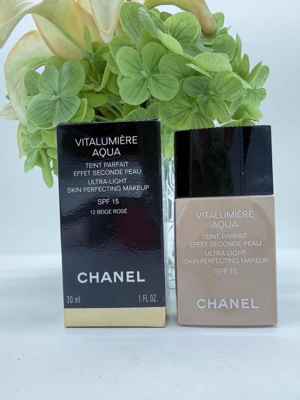 Chanel Vitalumiere Aqua Ultra-light Skin Perfecting Makeup Spf 15 12 BEIGE Rose